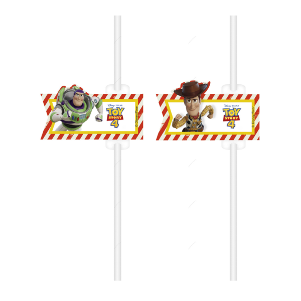 4 Medallion Paper Drinking Straws - Toy Story 4