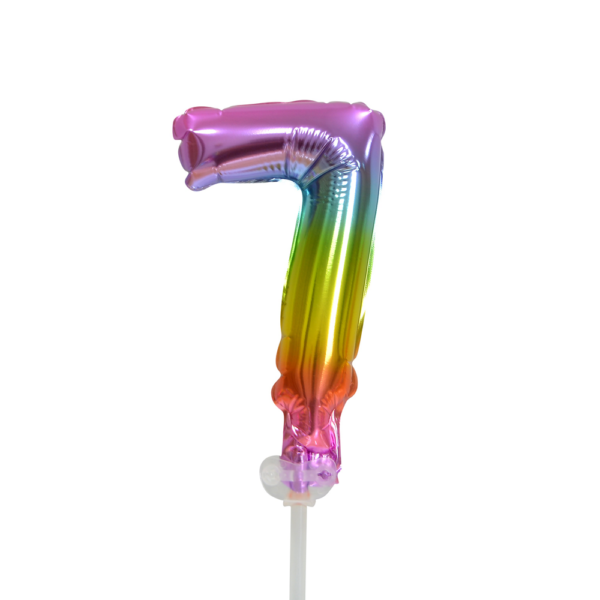 Foilballoon cake topper 5" No 7 rainbow