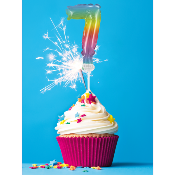 Foilballoon cake topper 5" No 7 rainbow - Image 2