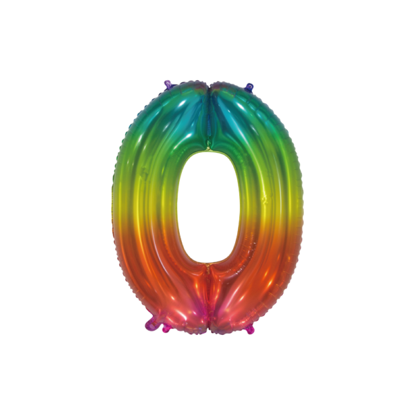 Foilballoon 30" No. 0 transparant rainbow