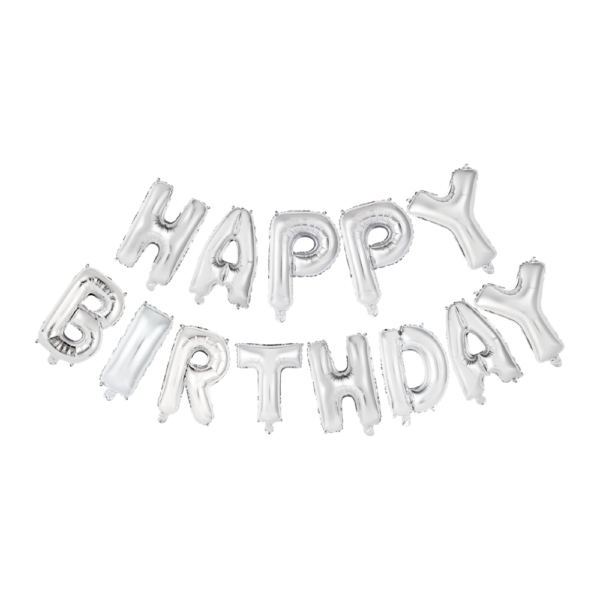 Foilballoon word 16" 'happy birthday' silver