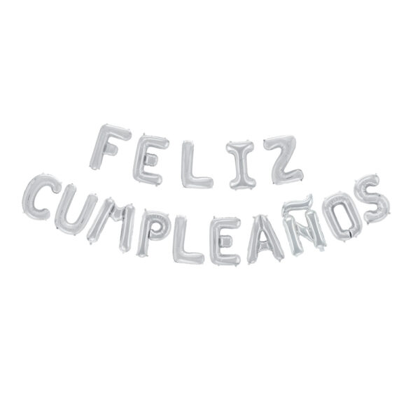 Foilballoon word 16" 'Feliz Cumpleaños' silver
