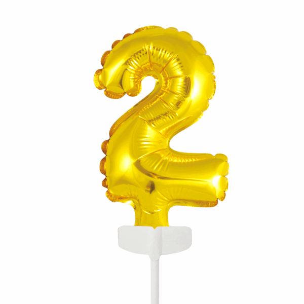 Foilballoon cake topper 5" No 2 gold