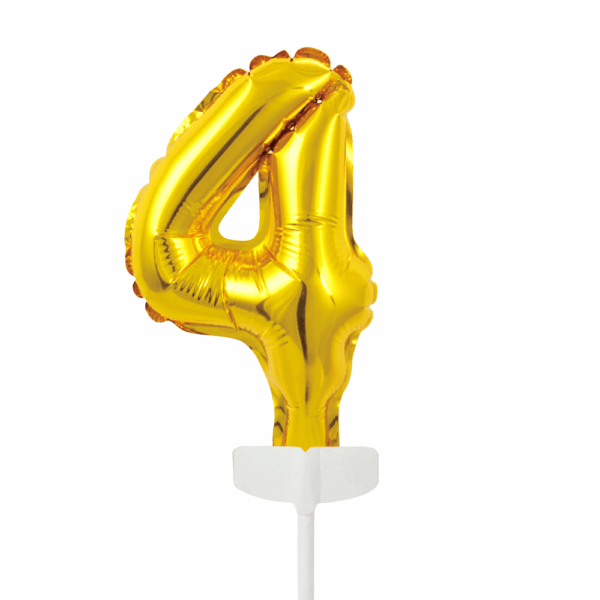 Foilballoon cake topper 5" No 4 gold