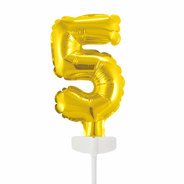 Foilballoon cake topper 5" No 5 gold