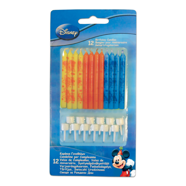 12 Cake candles & 12 holders Birthday - Mickey Rock the House