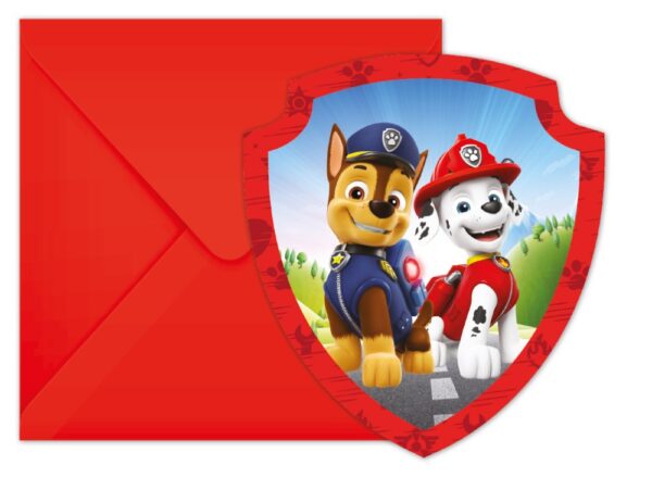 6 Die-cut Invitations & Envelopes FSC - Paw Patrol - Rescue Heroes