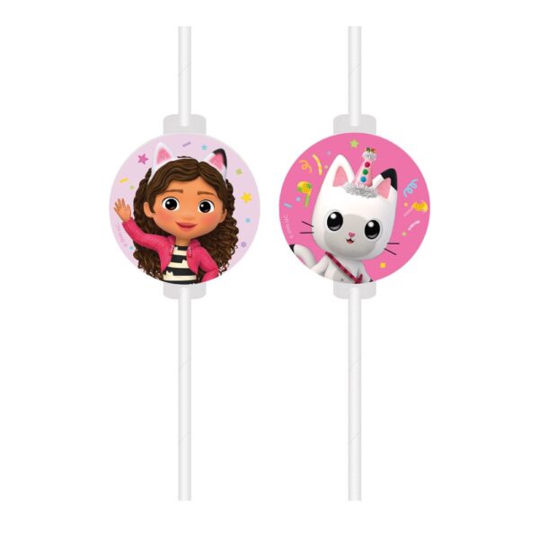 4 FSC Medallion Paper Drinking Straws - Gabby's Dollhouse
