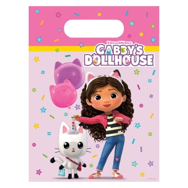 6 Plastic Party Bags - Gabby's Dollhouse