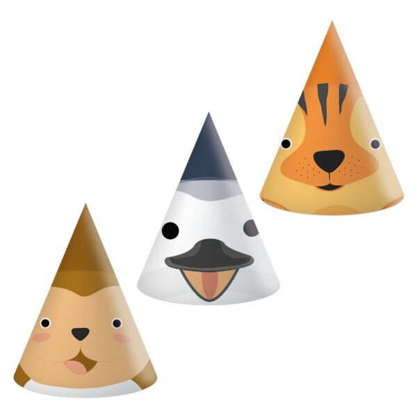 6 FSC Paper Hats (mixed designs) - Zoo