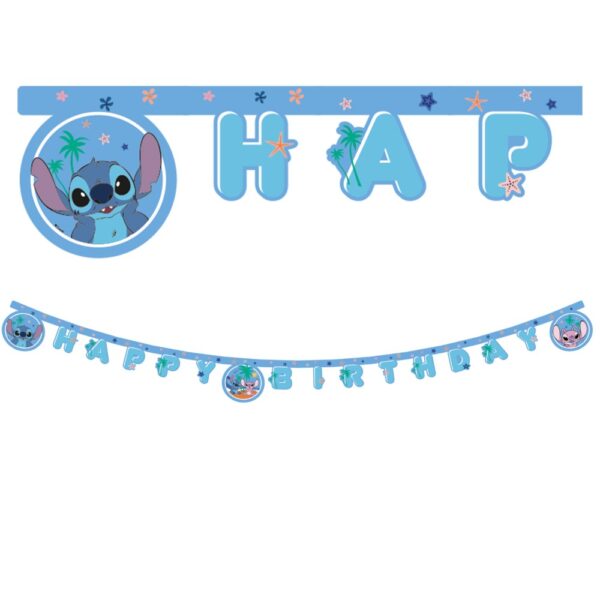 1 FSC Paper Die-Cut Letter Happy Birthday Banner - Stitch & Angel