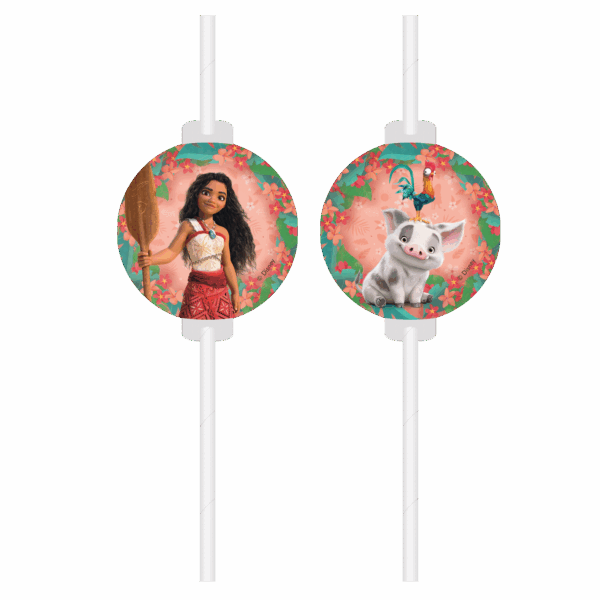 4 Medallion Paper Drinking Straws FSC - Moana II Sailing Spirit