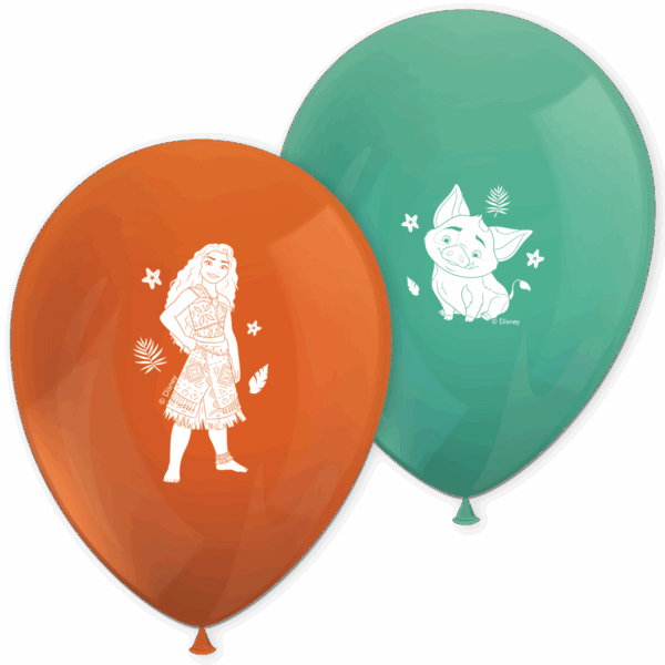 8 Printed Latex Balloons - Moana II Sailing Spirit