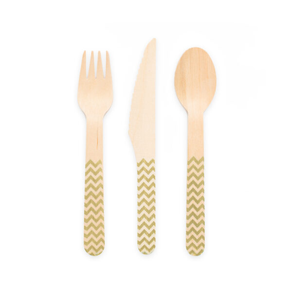18 pcs wooden cutlery FSC - Champagne